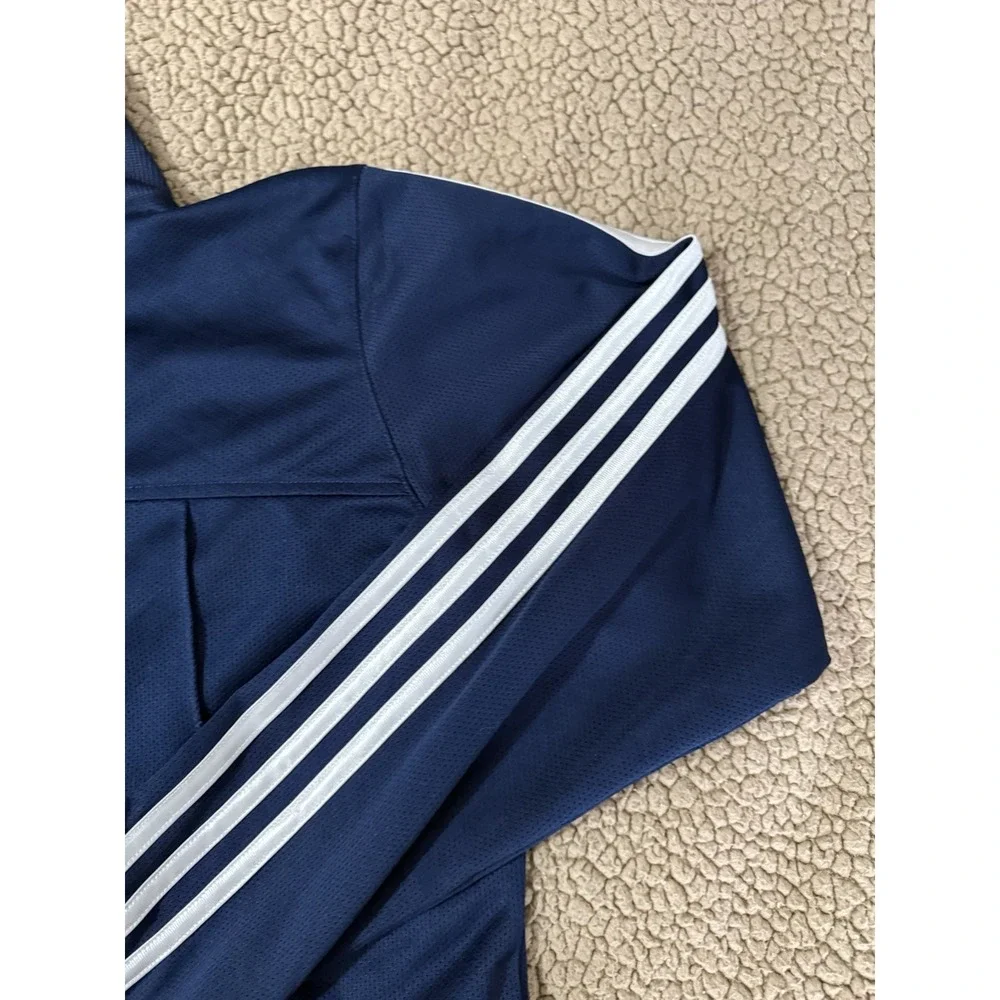 Adidas Mens Navy Blue Three Stripe Full Zip Mesh Track Jacket Mock Neck XL